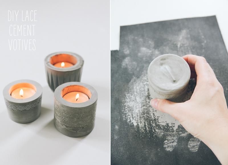 DIY Laced Cement Votive