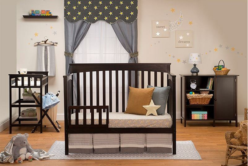 brown baby crib