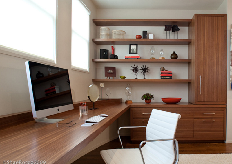 Modern Home Office with Built-In desk + storage