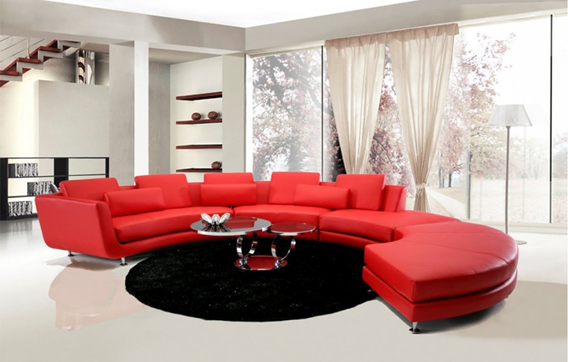 red sectional sofa