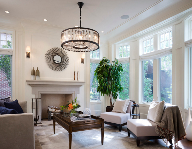 crystal chandelier living room