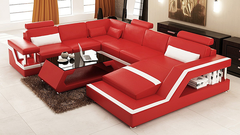 red and white sectional