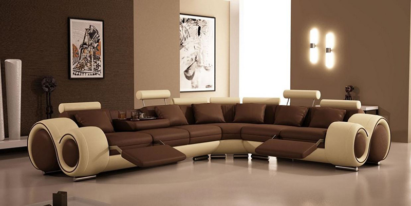 beige and brown sectional