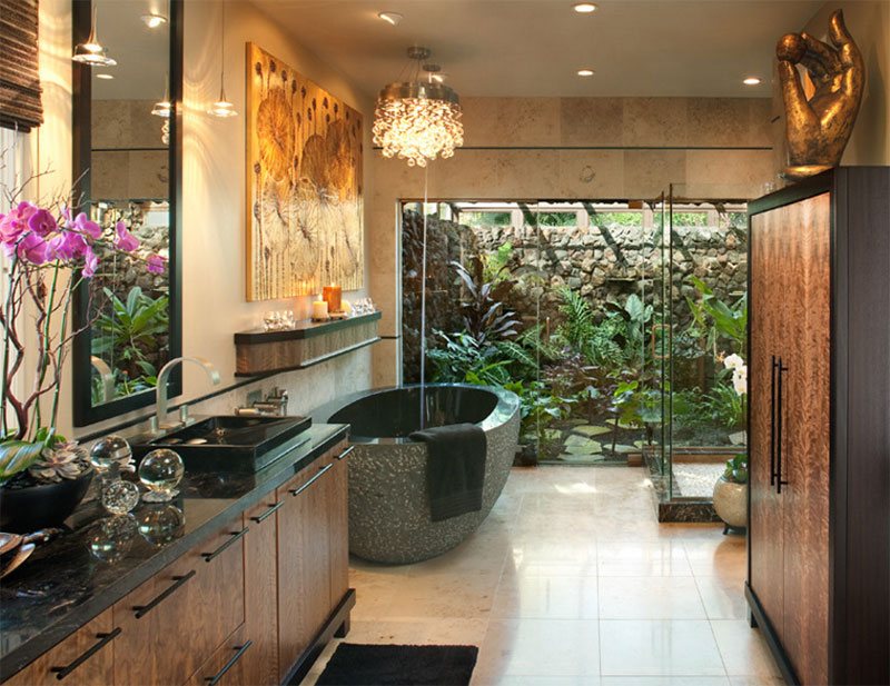 25 Inviting Tropical Bathroom Design Ideas | Home Design Lover