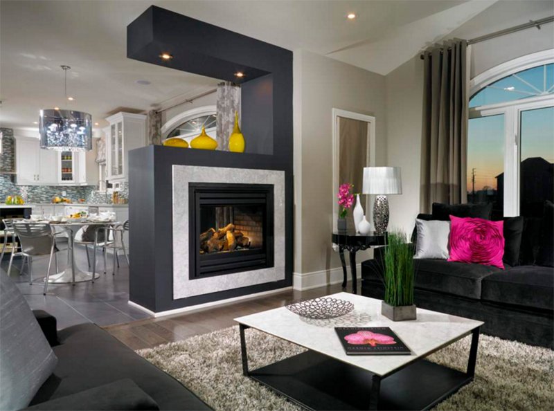 modern fireplace