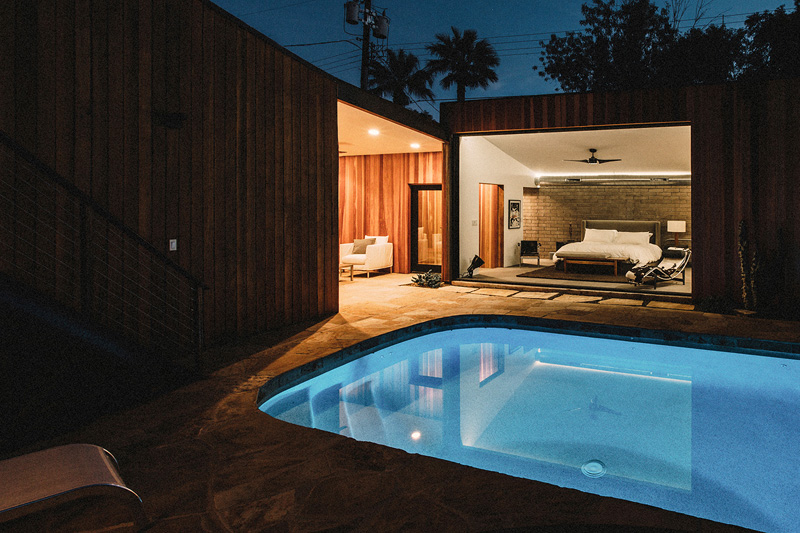 Redwood Clad Curved Pool