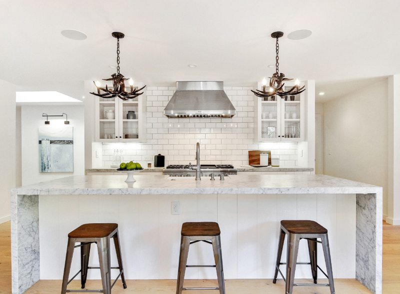 dark-colored antler chandeliers