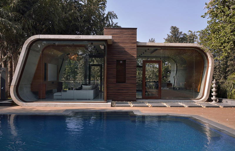 contemporary pool house