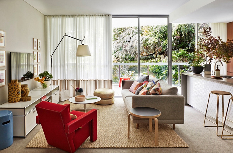 Red accent chair online living room