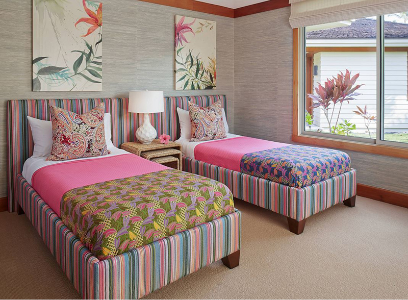 colorful tropical bedroom