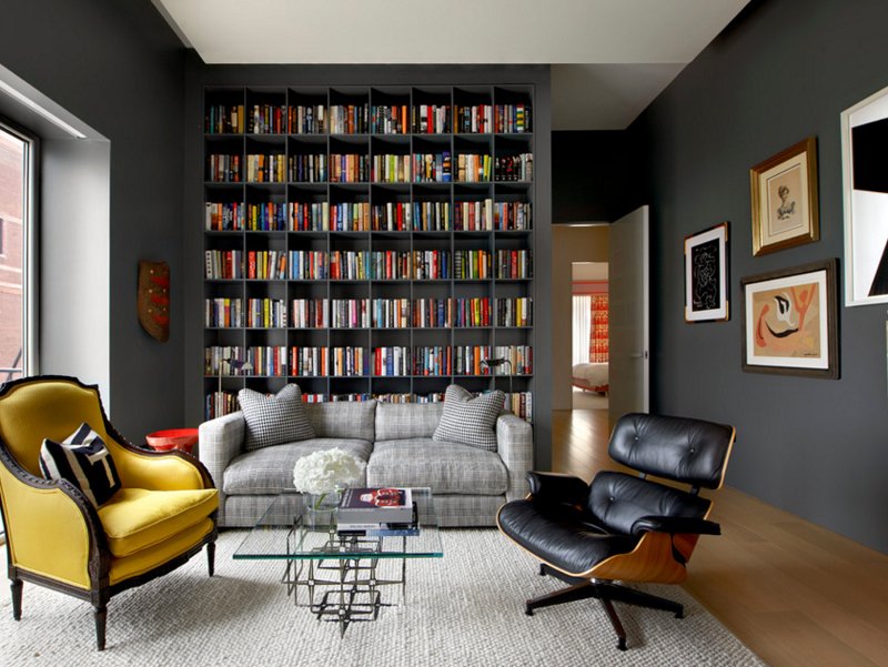 bookshelves in small living room