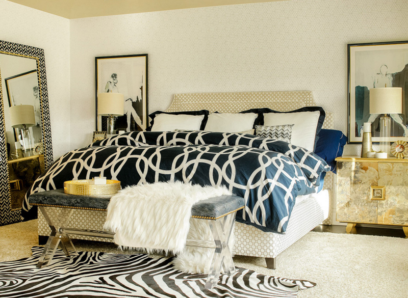 20 Beautiful Bedroom Designs with Gold and Navy Accents | Home Design Lover