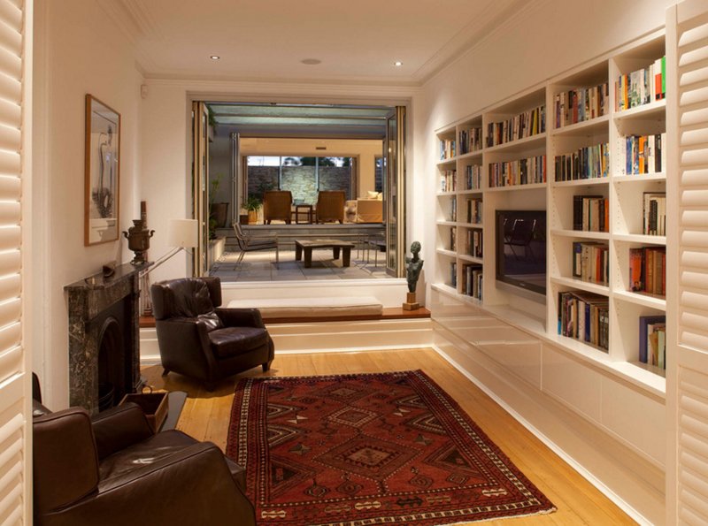 living room bookshelf