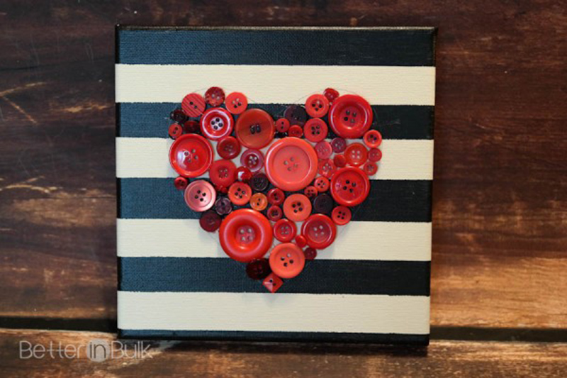 Button Heart Canvas Wall Art