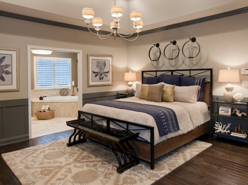 Navy blue gold bedroom