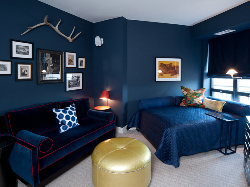 20 Beautiful Bedroom Designs With Gold And Navy Accents Home Design Lover