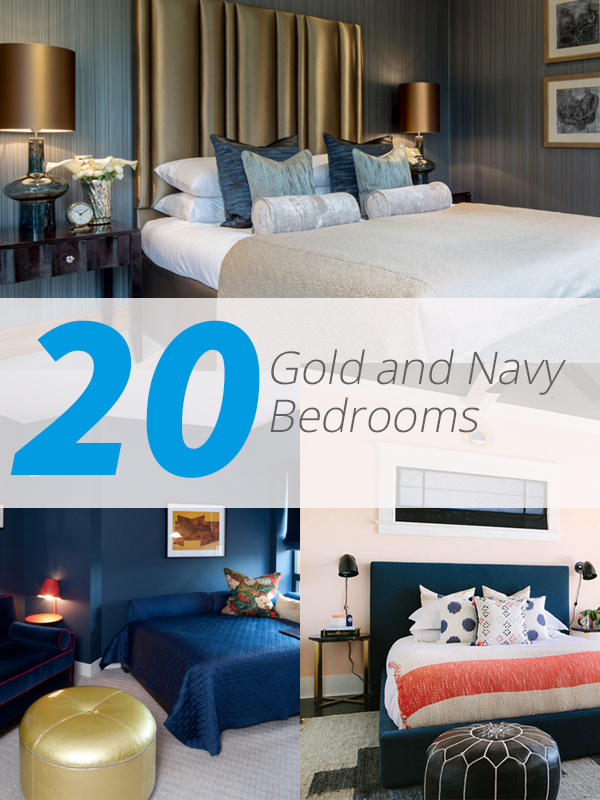 gold navy bedrooms