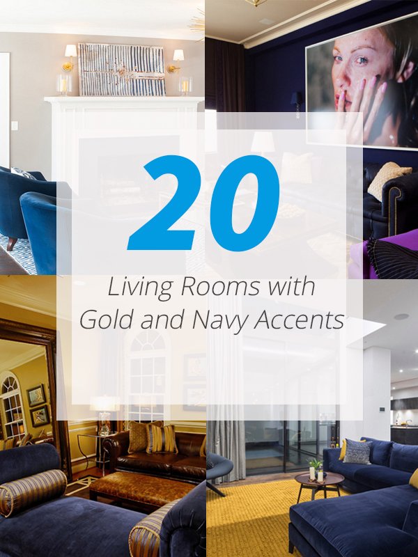 20 Appealing Living Rooms with Gold and Navy Accents | Home Design Lover