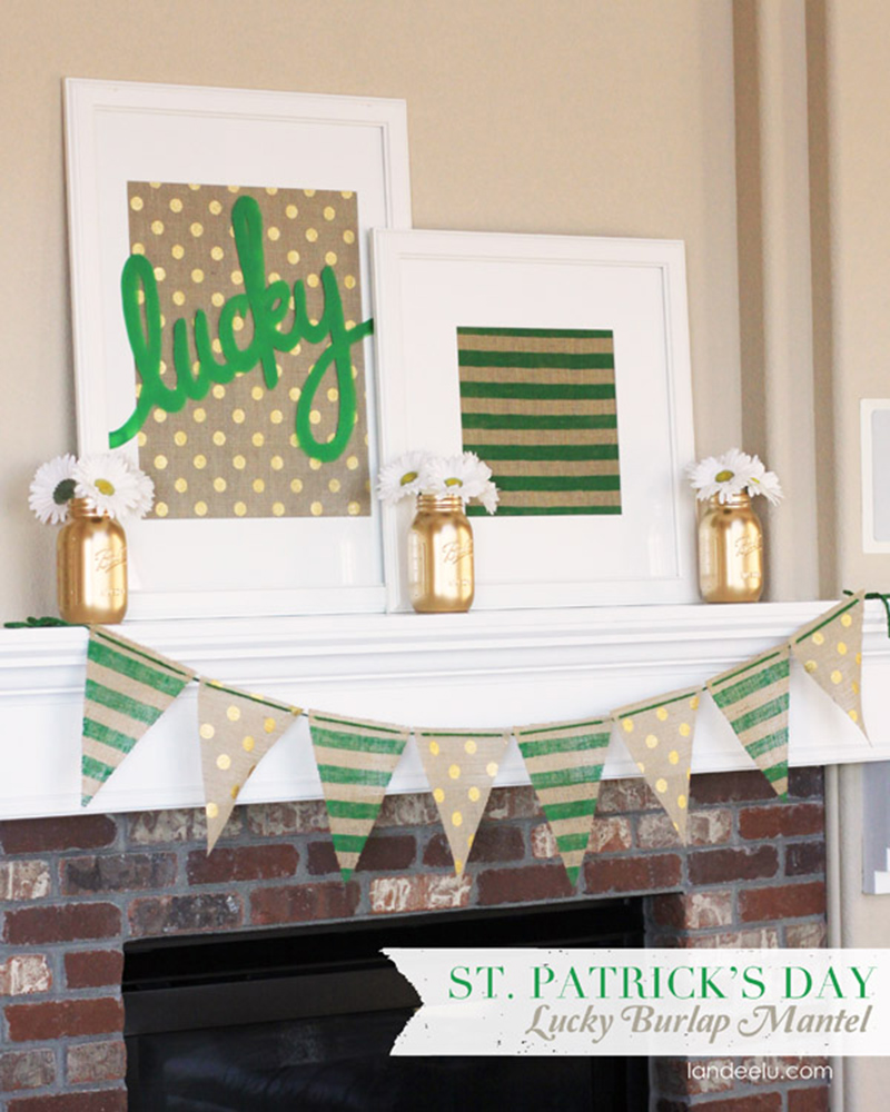 Burlap Mantel Decor St. Patrick's Day