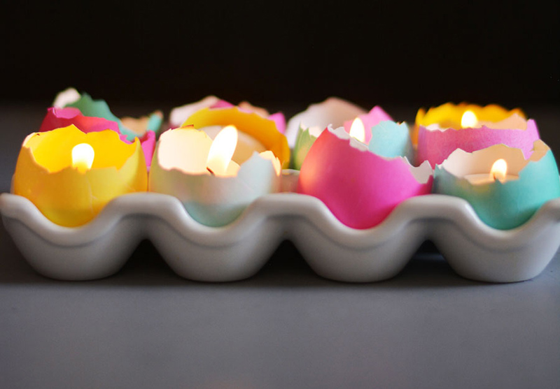 DIY Eggshell Tealight Candle Centerpiece