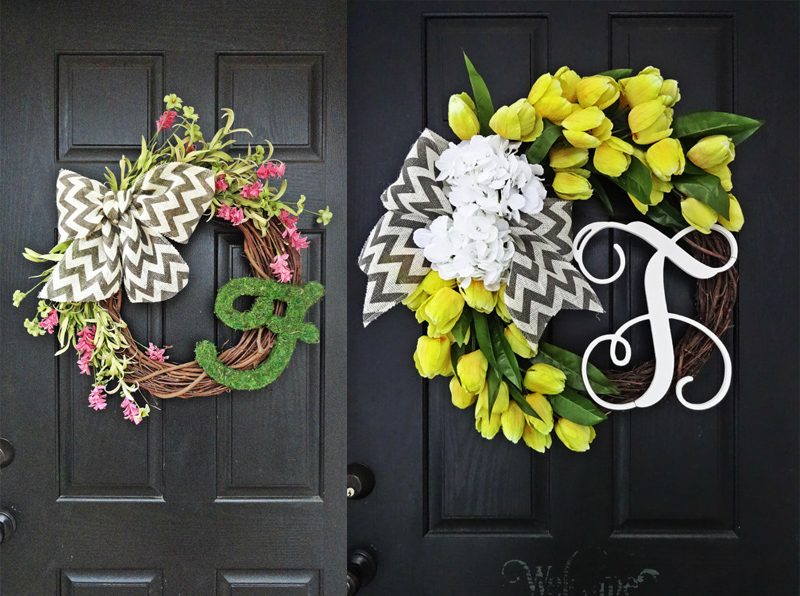 Spring and Summer Pink and Green Wildflower Wreath 