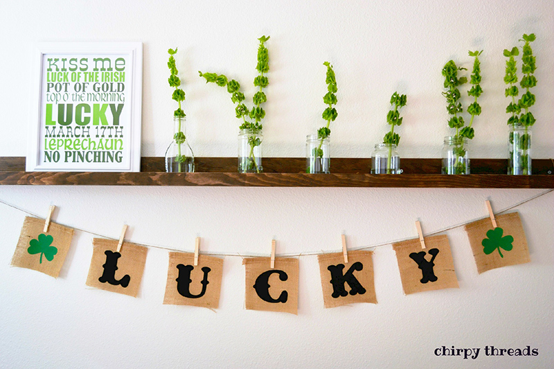 Lucky Shamrock Burlap Banner