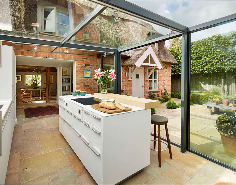 Glass Box Kitchen Extension for a Thatched Cottage in England | Home ...