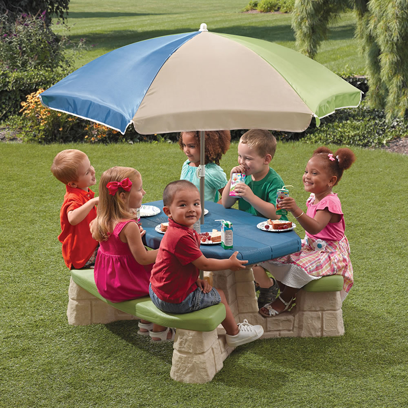 picnic table with umbrella