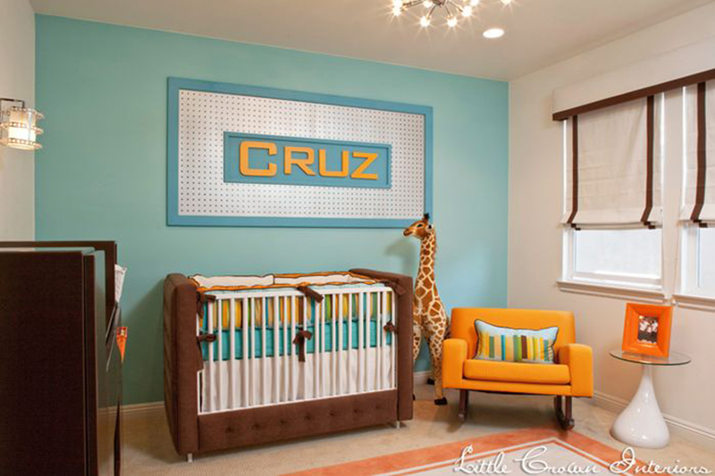 Aqua and Orange Modern Boys Nursery