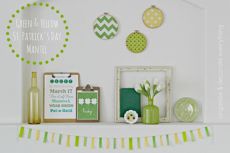 Green and Yellow St. Patrick’s Day Mantel