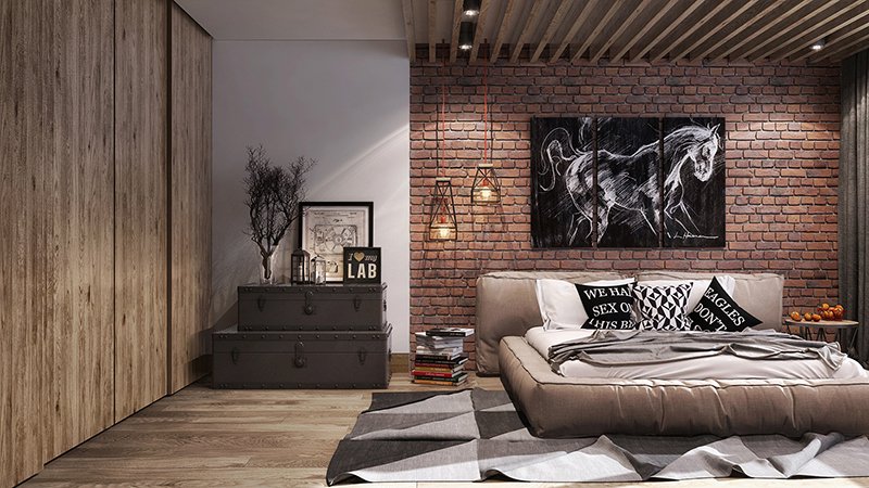 Loft style bedroom