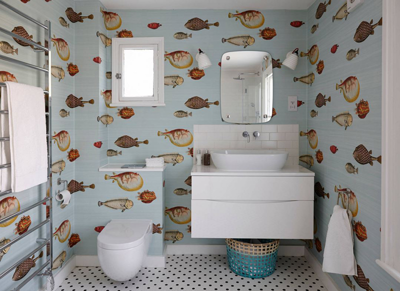 fish bathroom wallpaper