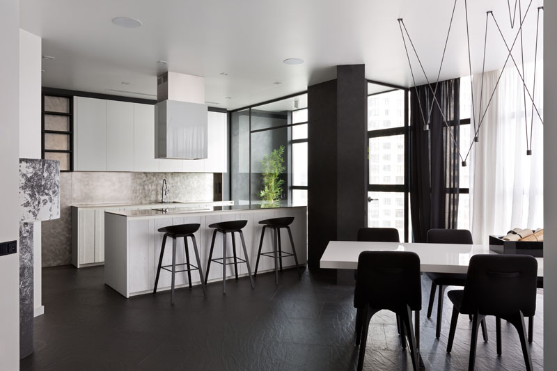 Black and White Apartment kitchen