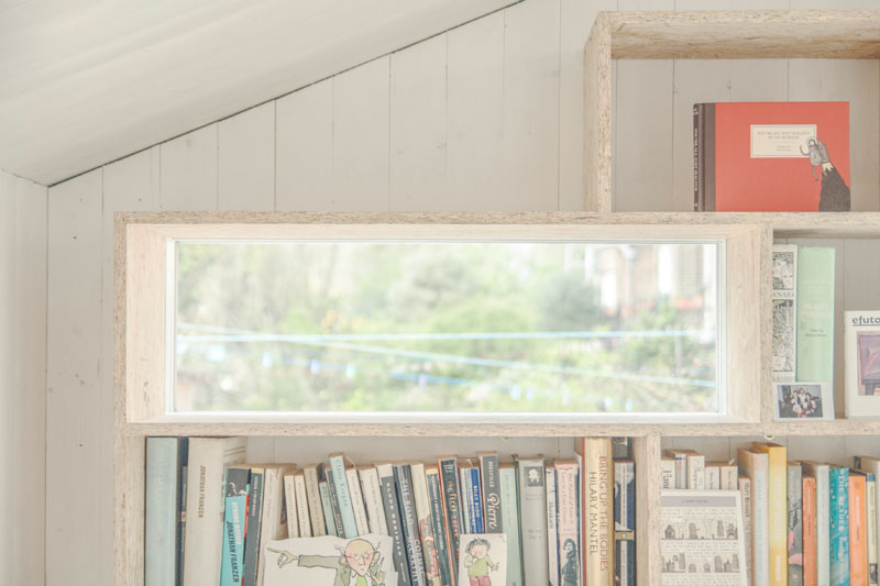 Writer's Shed London tiny cut-out window