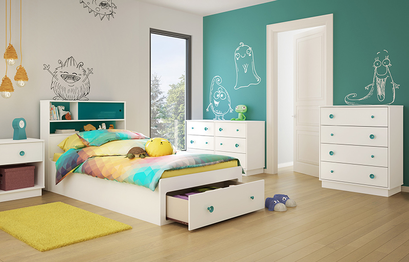 Little Monsters Twin Storage Mate's Customizable Bedroom Set 