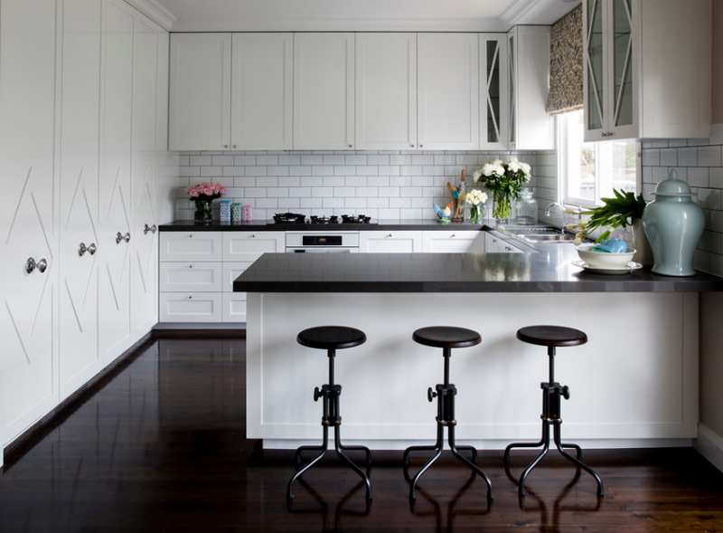 Kitchen renovation with green glazed ceramic tile full-wall backsplash.  Atlanta, Georgia. By HouseLift Design. : r/InteriorDesign