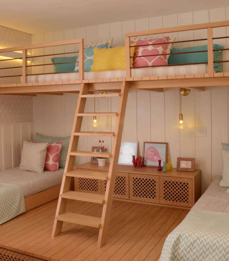 Girls Bedroom lofted playspace