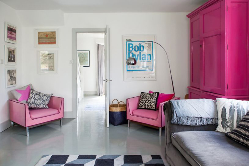 pink accent chairs living room