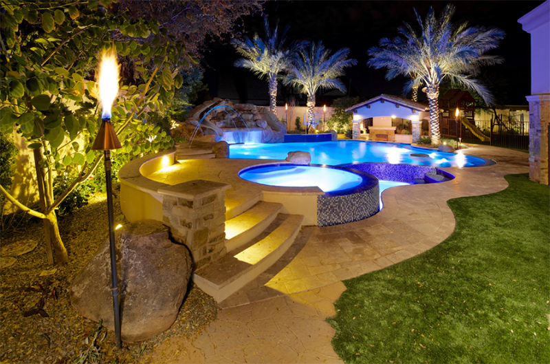 Backyard Oasis - Pool, Spa, Swim-Up Bar, Grotto, Slides & Water Features