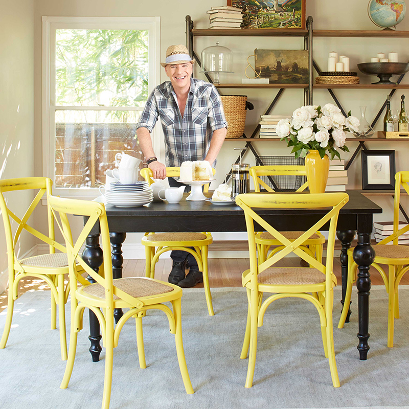 yellow chairs and table