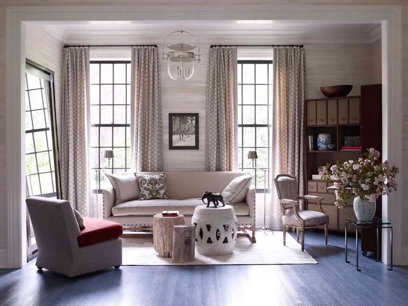 living room with two coffee tables