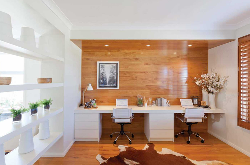 white and wood home office