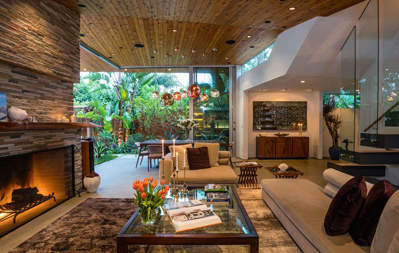 wood clad home interior