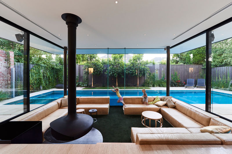 Swimming Pool House Featuring a Sunken Living Room | Home ...