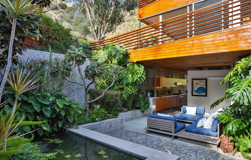 wood clad home patio