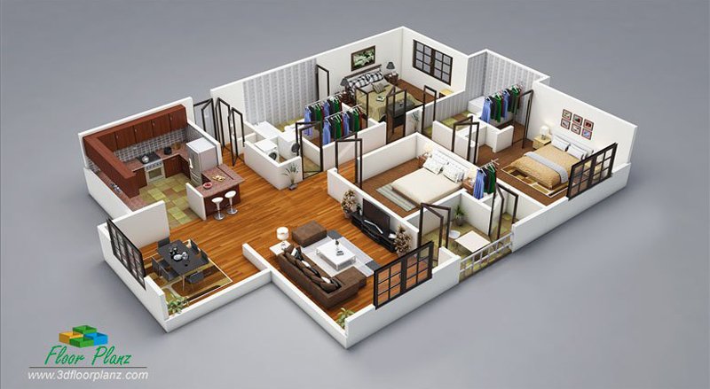 20 Designs  Ideas for 3D  Apartment or One Storey Three  