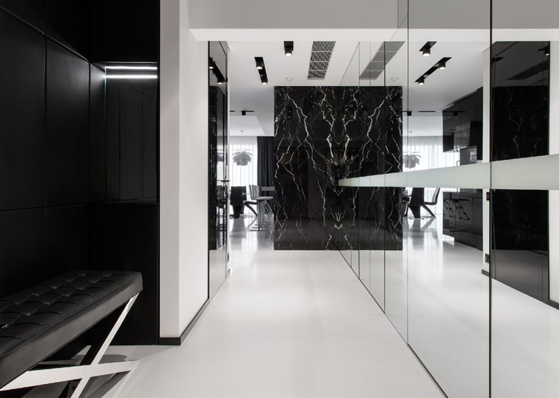 Black and White apartment hallway