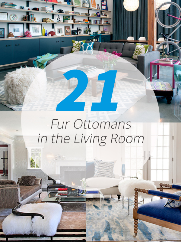 fur ottoman living room