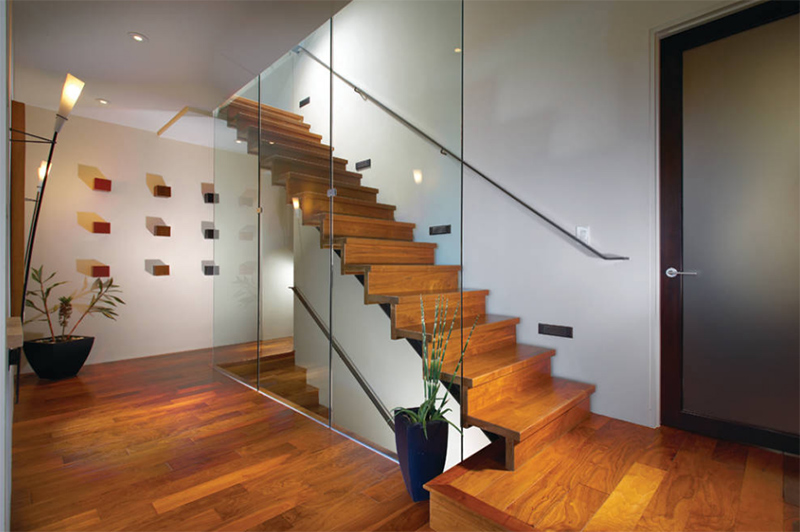 glass staircase wood stairs designs modern campbell walls stair contemporary decor graceful overall impact staircases spotlight interior elegance emphasize sculptural