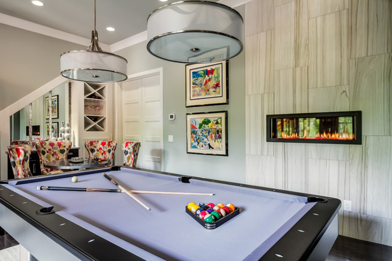 hanging lights over pool table